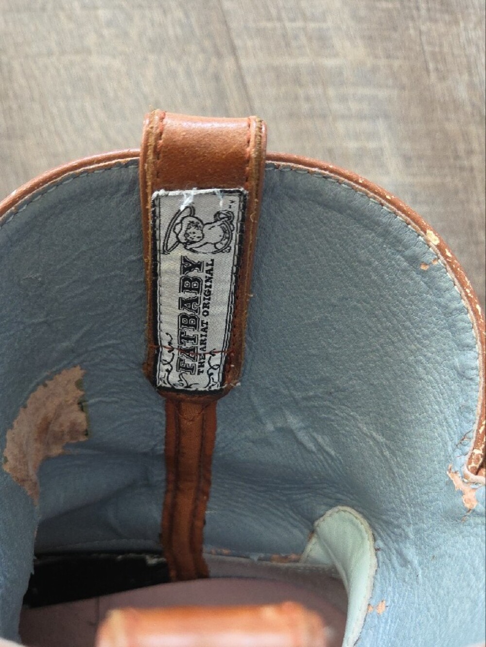 Ariat Tan and Light Blue Leather Western Boot Interior - Picture 9 of 13